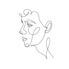 Men line art vector. Continuous one line drawing of man portrait. Hairstyle. Fashionable men's style.