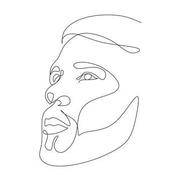 recommend clip art: Men line art vector. Continuous one line drawing of man portrait. Hairstyle. Fashionable men's style.