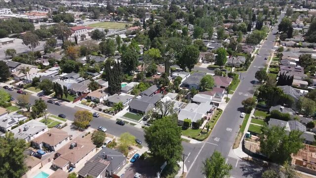 Residential Housing Drone Aerial View Van Nuys Los Angeles California