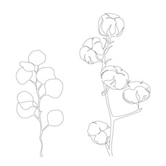 Abstract plant one line drawing. Hand drawn modern minimalistic design for creative logo, icon or emblem.