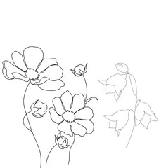 Abstract plant one line drawing. Hand drawn modern minimalistic design for creative logo, icon or emblem.