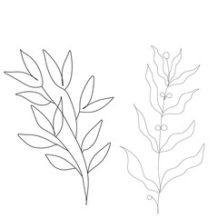 Abstract plant one line drawing. Hand drawn modern minimalistic design for creative logo, icon or emblem.