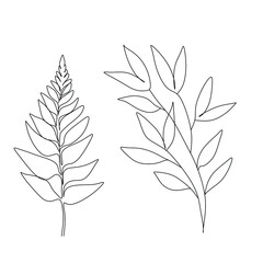 Abstract plant one line drawing. Hand drawn modern minimalistic design for creative logo, icon or emblem.