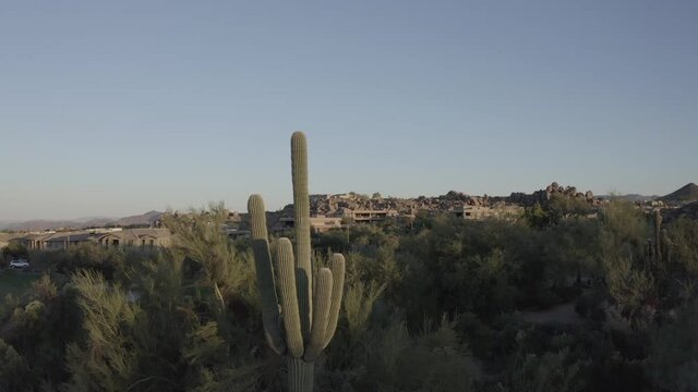 Drone Aerial View Troon North Golf Course Community Scottsdale Arizona