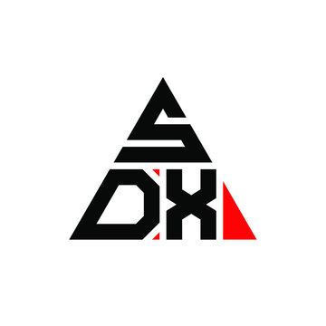 SDX triangle letter logo design with triangle shape. SDX triangle logo design monogram. SDX triangle vector logo template with red color. SDX triangular logo Simple, Elegant, and Luxurious Logo. SDX 
