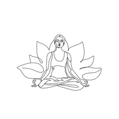 Yoga woman with lotus line