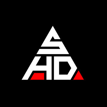 SHD triangle letter logo design with triangle shape. SHD triangle logo design monogram. SHD triangle vector logo template with red color. SHD triangular logo Simple, Elegant, and Luxurious Logo. SHD 