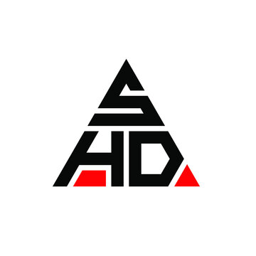 SHD triangle letter logo design with triangle shape. SHD triangle logo design monogram. SHD triangle vector logo template with red color. SHD triangular logo Simple, Elegant, and Luxurious Logo. SHD 
