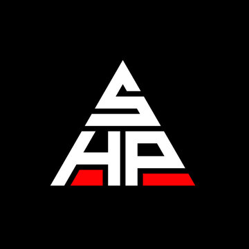 SHP triangle letter logo design with triangle shape. SHP triangle logo design monogram. SHP triangle vector logo template with red color. SHP triangular logo Simple, Elegant, and Luxurious Logo. SHP 