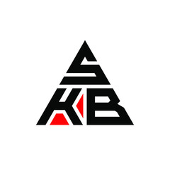 SKB triangle letter logo design with triangle shape. SKB triangle logo design monogram. SKB triangle vector logo template with red color. SKB triangular logo Simple, Elegant, and Luxurious Logo. SKB 