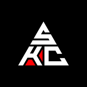 SKC triangle letter logo design with triangle shape. SKC triangle logo design monogram. SKC triangle vector logo template with red color. SKC triangular logo Simple, Elegant, and Luxurious Logo. SKC 