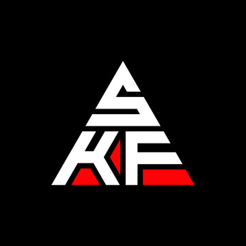 SKF triangle letter logo design with triangle shape. SKF triangle logo design monogram. SKF triangle vector logo template with red color. SKF triangular logo Simple, Elegant, and Luxurious Logo. SKF 