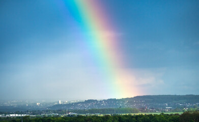 Naklejka na ściany i meble Rainbow over german city Bruehl 2