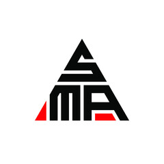 SMA triangle letter logo design with triangle shape. SMA triangle logo design monogram. SMA triangle vector logo template with red color. SMA triangular logo Simple, Elegant, and Luxurious Logo. SMA 