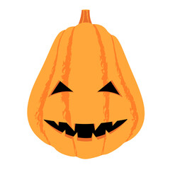 Vector flat style.
Halloween pumpkin symbol.
The pumpkin simultaneously symbolizes the end of the harvest, the evil spirit and the fire that frightens him.