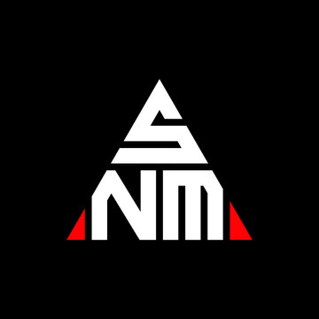 SNM triangle letter logo design with triangle shape. SNM triangle logo design monogram. SNM triangle vector logo template with red color. SNM triangular logo Simple, Elegant, and Luxurious Logo. SNM 