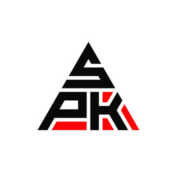 SPK triangle letter logo design with triangle shape. SPK triangle logo design monogram. SPK triangle vector logo template with red color. SPK triangular logo Simple, Elegant, and Luxurious Logo. SPK 