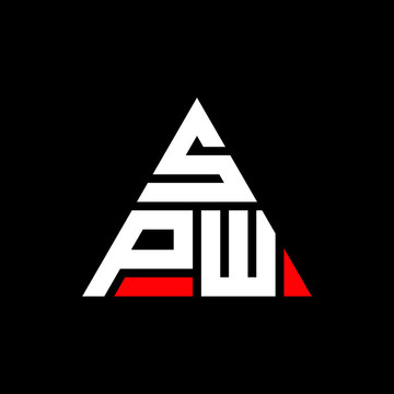 SPW triangle letter logo design with triangle shape. SPW triangle logo design monogram. SPW triangle vector logo template with red color. SPW triangular logo Simple, Elegant, and Luxurious Logo. SPW 
