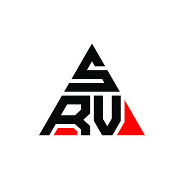 SRV triangle letter logo design with triangle shape. SRV triangle logo design monogram. SRV triangle vector logo template with red color. SRV triangular logo Simple, Elegant, and Luxurious Logo. SRV 