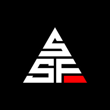 SSF triangle letter logo design with triangle shape. SSF triangle logo design monogram. SSF triangle vector logo template with red color. SSF triangular logo Simple, Elegant, and Luxurious Logo. SSF 