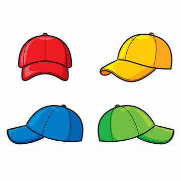 Set of color cartoon hats