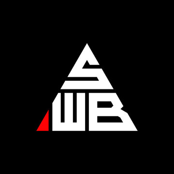 SWB triangle letter logo design with triangle shape. SWB triangle logo design monogram. SWB triangle vector logo template with red color. SWB triangular logo Simple, Elegant, and Luxurious Logo. SWB 