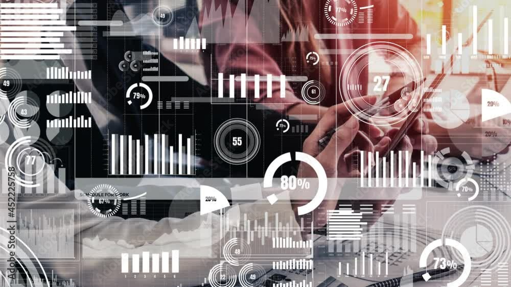 Poster conceptual business dashboard for financial data analysis . 3d render computer graphic .