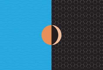 moon and sun on geometry abstract background