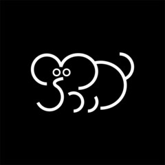 Elephant Logo Design Vector Illustration, abstract elephant line logo design template vector image, elephant line drawing logo