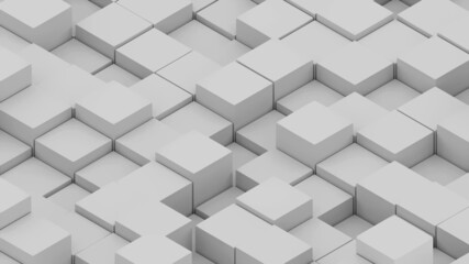 Many abstract isometric cubes, modern computer generated 3D rendering background