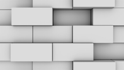 Abstract rectangle geometric surface, bricks imitation, modern computer generated 3D rendering background