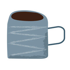 coffee and tea mug in cartoon style b flat coffee cup icon