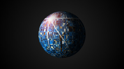 Sphere with visual wave oil surface, modern abstract 3d rendering backdrop