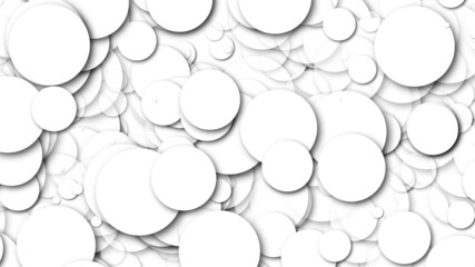 Many white chaotic round particles, computer generated abstract background, 3D rendering background