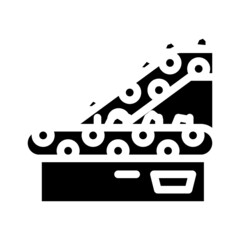 sorting belt conveyor glyph icon vector. sorting belt conveyor sign. isolated contour symbol black illustration