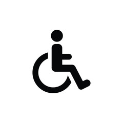 Disable, handicap glyph icon. Simple solid style. Symbol, chair, parking, wheel, access, person, pictogram, reserved, transport concept. Vector illustration isolated on white background. EPS 10