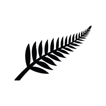 Fern glyph icon. Simple solid style. Leaf, logo, nz, kiwi, maori, silhouette, bird, sign, new zealand symbol concept design. Vector illustration isolated on white background. EPS 10