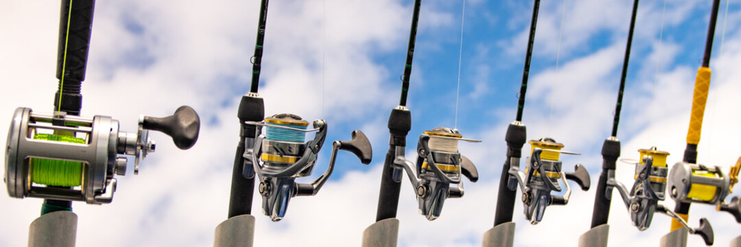 Fishing Rod And Reels On A Boat Heading Out To Fish.