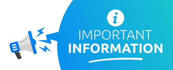 Important Information vector banner with megaphone. Business announcement. - obrazy, fototapety, plakaty