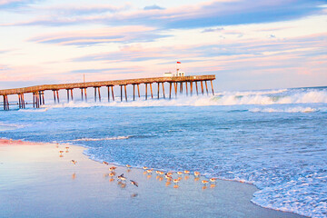 Windy, colorful morning at the Ocean City, New Jersey fishing pier.