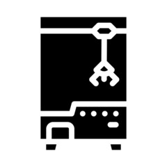 play toy machine with crane glyph icon vector. play toy machine with crane sign. isolated contour symbol black illustration