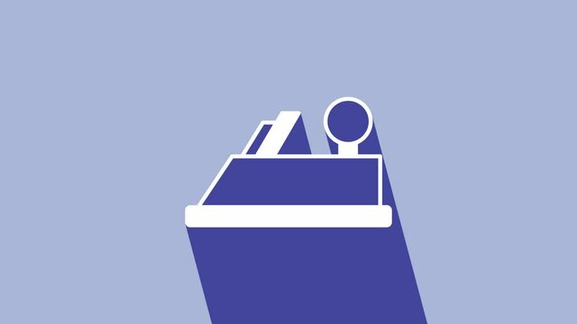 White Wood plane tool for woodworker hand crafted icon isolated on purple background. Jointer plane. 4K Video motion graphic animation