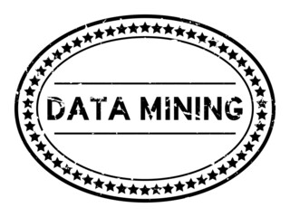 Grunge black data mining word oval rubber seal stamp on white background