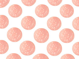 Slices of tasty boiled sausage on white background