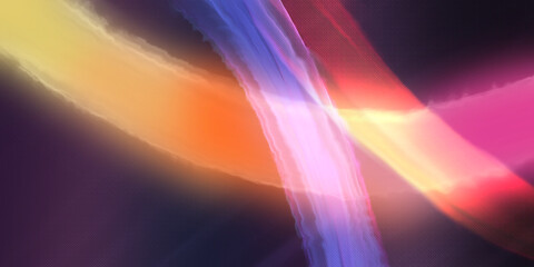 アルコールインク抽象背景）リボンの形・グラデーションの暖色ライト　バナー　エネルギー　ダーク