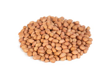Peanut kernels isolated on white background.