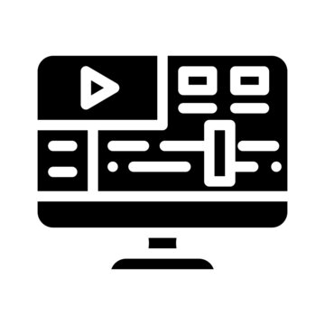 video processing software glyph icon vector. video processing software sign. isolated contour symbol black illustration