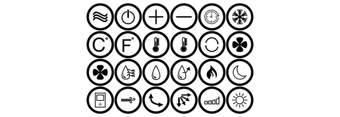 air conditioner remote icon set   air conditioner control icon set  air conditioner sign icon set