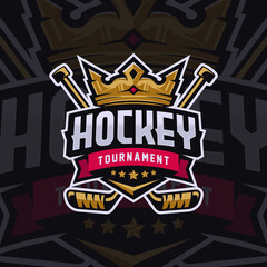 Crown Mascot Logo Design Illustration For Hockey