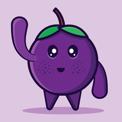 Mangosteen fruit mascot with smile expression isolated vector illustration 